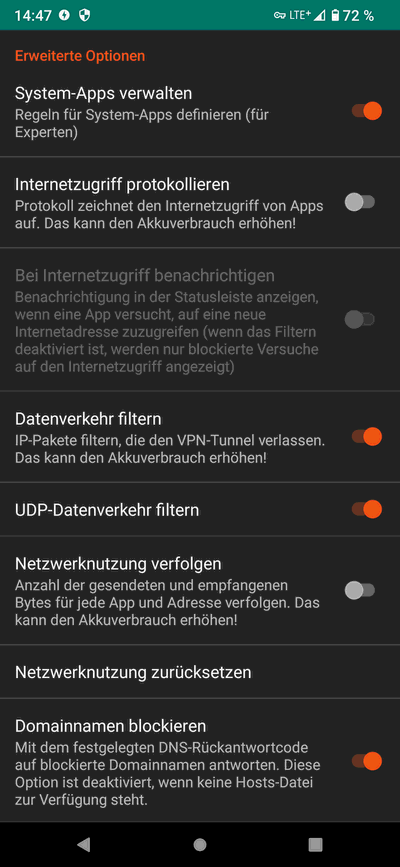 Erweiterte Optionen